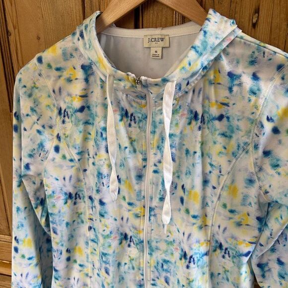 J. Crew Small Full Zip Athletic Long Sleeve Hoodie Hooded Tie Dye - Picture 5 of 10